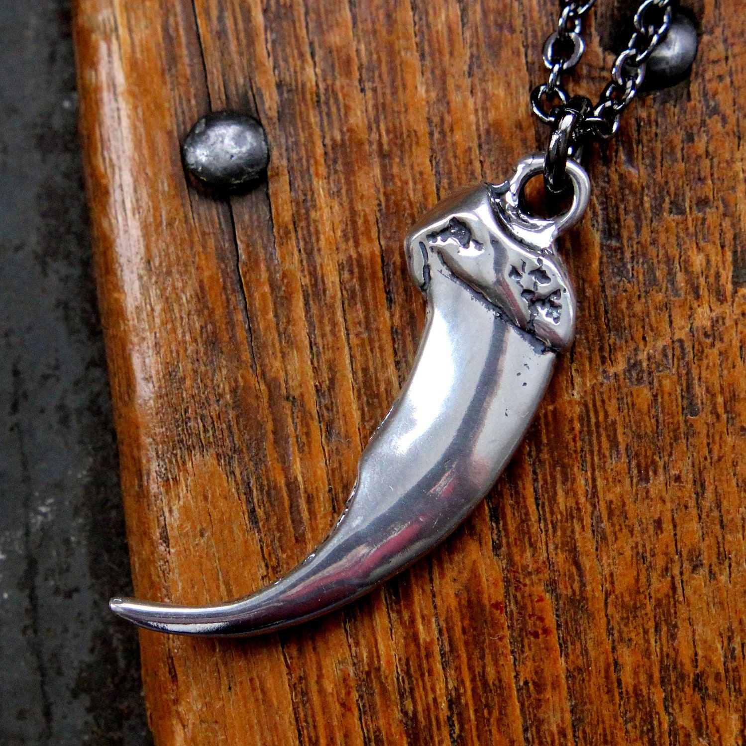 Wolf Claw Necklace Wolf Claw Pendant in Solid White Bronze