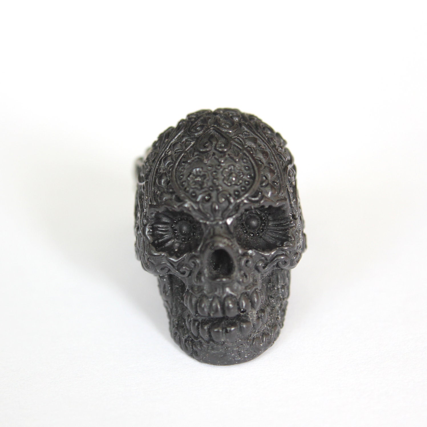 Onyx Sugar Skull Cocktail Ring