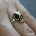 Tiny Bird Skull Adjustable Ring  in White Bronze