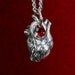 Anatomical Human Heart Pendant Necklace in Solid Sterling Silver