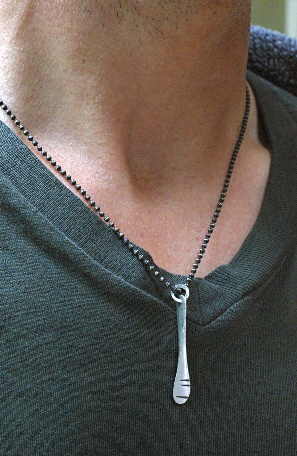 Rustic Silver Mans Necklace