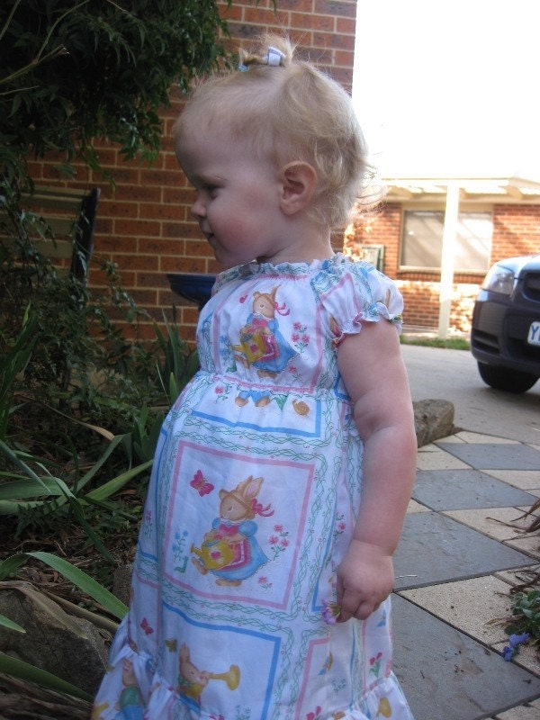 Handmade Baby girl's Peasant Dress Cotton- 12-18 months children's clothing by craftycrackpot on etsy