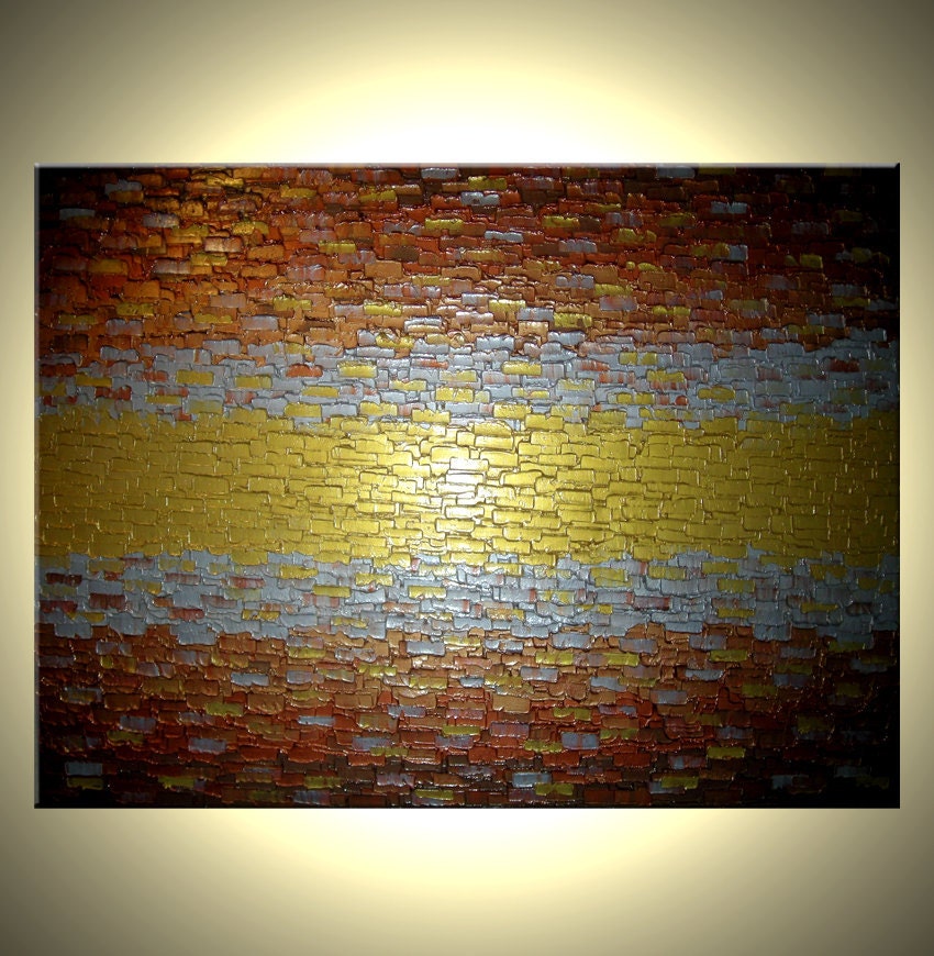 Abstract Painting, Palette Knife Art, Large Textured Artwork, Gold Metallic, Modern Impasto, Lafferty - 48x36 - Sale 22% Off