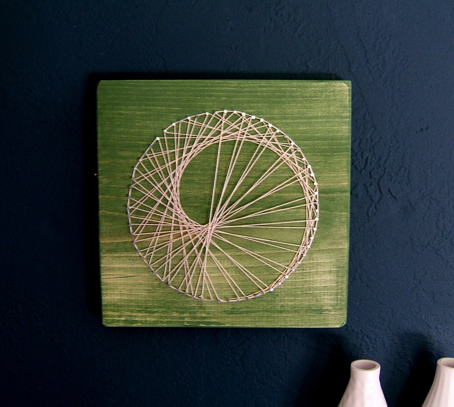 Modern String Art Wooden Tablet - Sea Snail on Green Tea