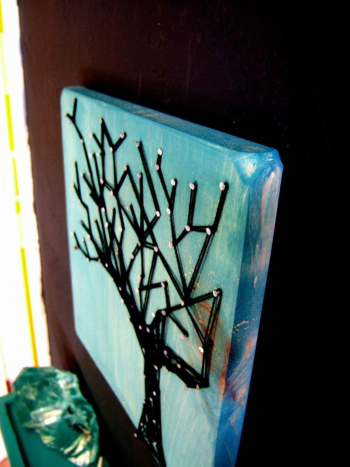 Modern String Art Wooden Tablet - Winter Oak on Cozumel