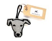 Whippet - Greyhound Keyring - grey linen