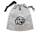 Grey Stripe Dog Tidy Pouch - Labrador Print