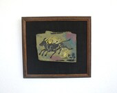 Mid Century Modern Painted Stone Art