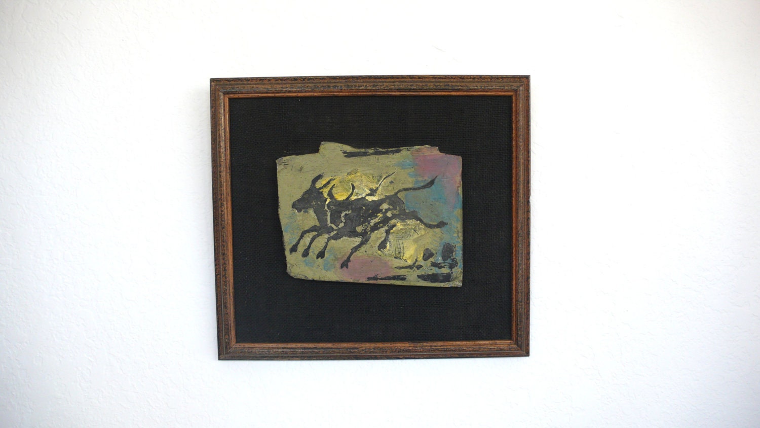 Mid Century Modern Painted Stone Art