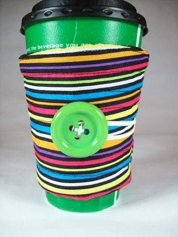 Coffee sleeve ,  Cup sleeve, cup cosy neon stripes