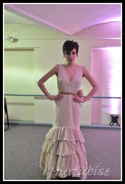 AIDA, stretch lace, wedding gown, ruffles, couture, bridesmaid, sexy, long, romantic, any color, custom made