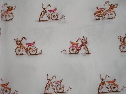 SALE Heather Ross Lightning Bugs--bikes on white