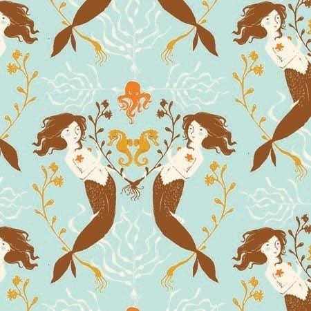 Heather Ross Mendocino   Mermaids in Aqua