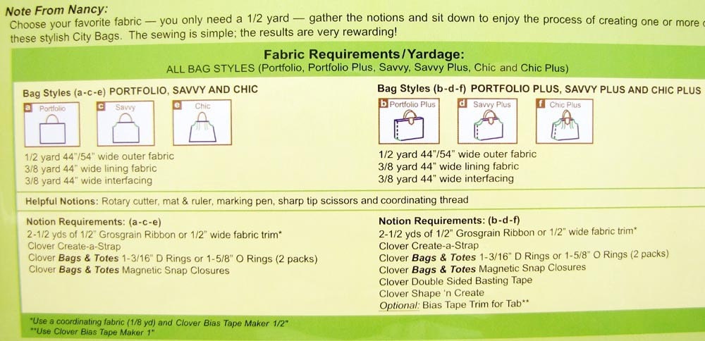 Trace 'N Create City Bag Collection Templates With Nancy Zieman - 6 Styles