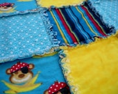 Marked Down Pirate Monkeys Flannel Rag Edge Quilt