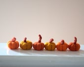 Felt Pumpkins Autumn Weddinds decor favor 6 small wool handmade fall Thanksgiving Halloween decoration gift ornament garland orange