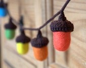 Rainbow Birthday garland felted Acorns 7 Big wool children party decoration nursery decor woodland Weddings handmade ornament