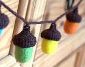 Rainbow Birthday garland 7 Big wool Acorns ornaments children party decoration handmade home decor autumn Weddings Thanksgiving