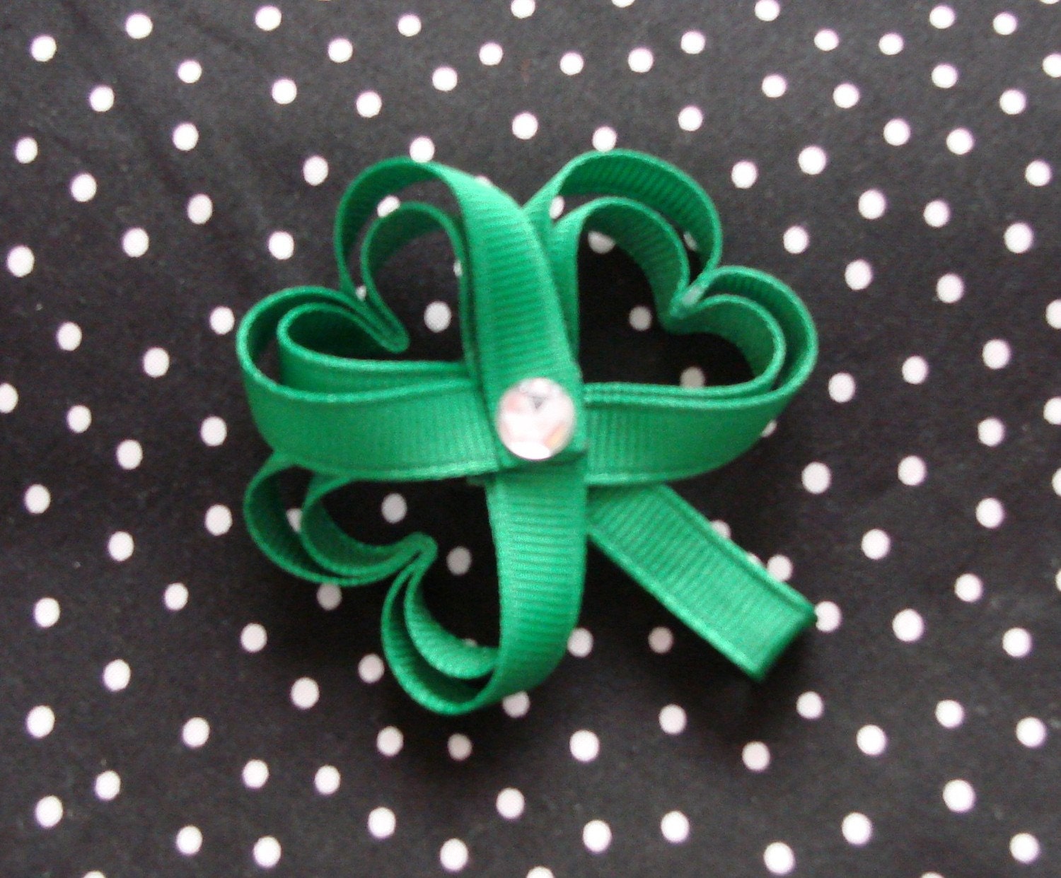 St Patricks Day Green Shamrock Hair Bow Clip