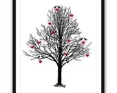 The Love Tree - 16x20 inch Poster on A2 (in Black, Red and White) - theloveshop