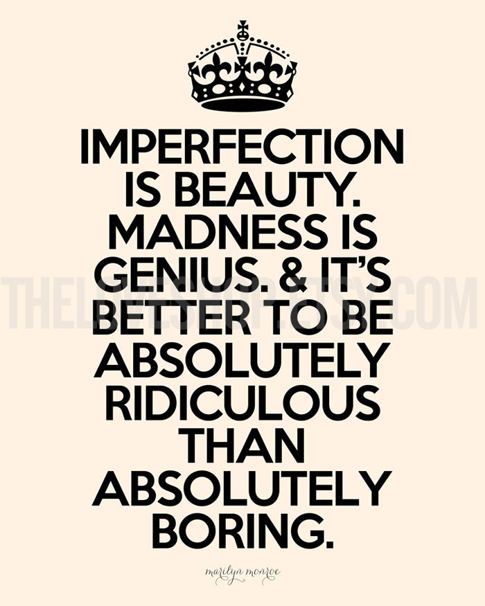 Imperfection Is Beauty - Inspiring print in 8x10 on A4 in Classic Cream and Black