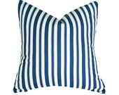 Blue Ticking Pillow, Decorative Throw Pillows for Country Cottage Chic, Blue  White Striped Cushion Covers, Bedding or Couch Cushions 18x18