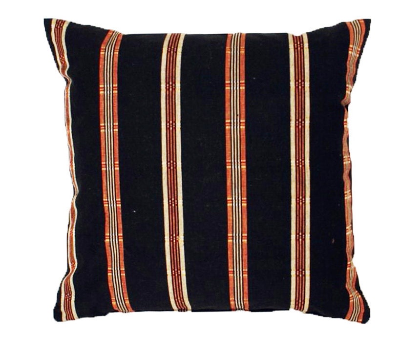 Black Throw Pillows, Striped Ralph Lauren Linen Pillow, Black Red White Stripes, Floor Cushion Covers, 22, 24, 26 inch, Large, Oversize,