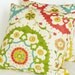 Colorful Suzani DecorativeThrow  Pillows, Accent Cushion Covers, Couch Pillows, Green Red Yellow Turquoise Medallions, Eclectic Decor 18x18