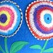 Boho Chic Blue Accent Pillow, Eco Friendly, Colorful Flower Toss Cushion, Repurposed Wool Blanket, Appliqued Crocheted Flower, 14x18