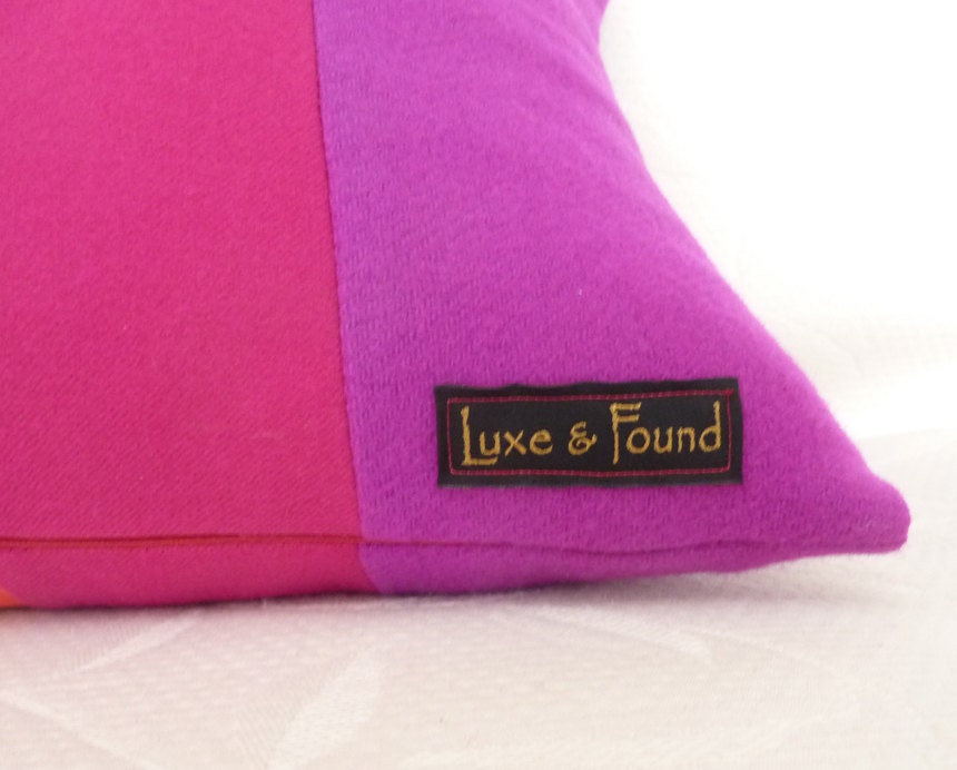 BOHO CHIC Decorative Throw Pillows, Colorful Accent, Fuchsia Pink Purple Red, Toss Cushion Cover, Eclectic Eco Chic, 14x20 Lumbar Oblong
