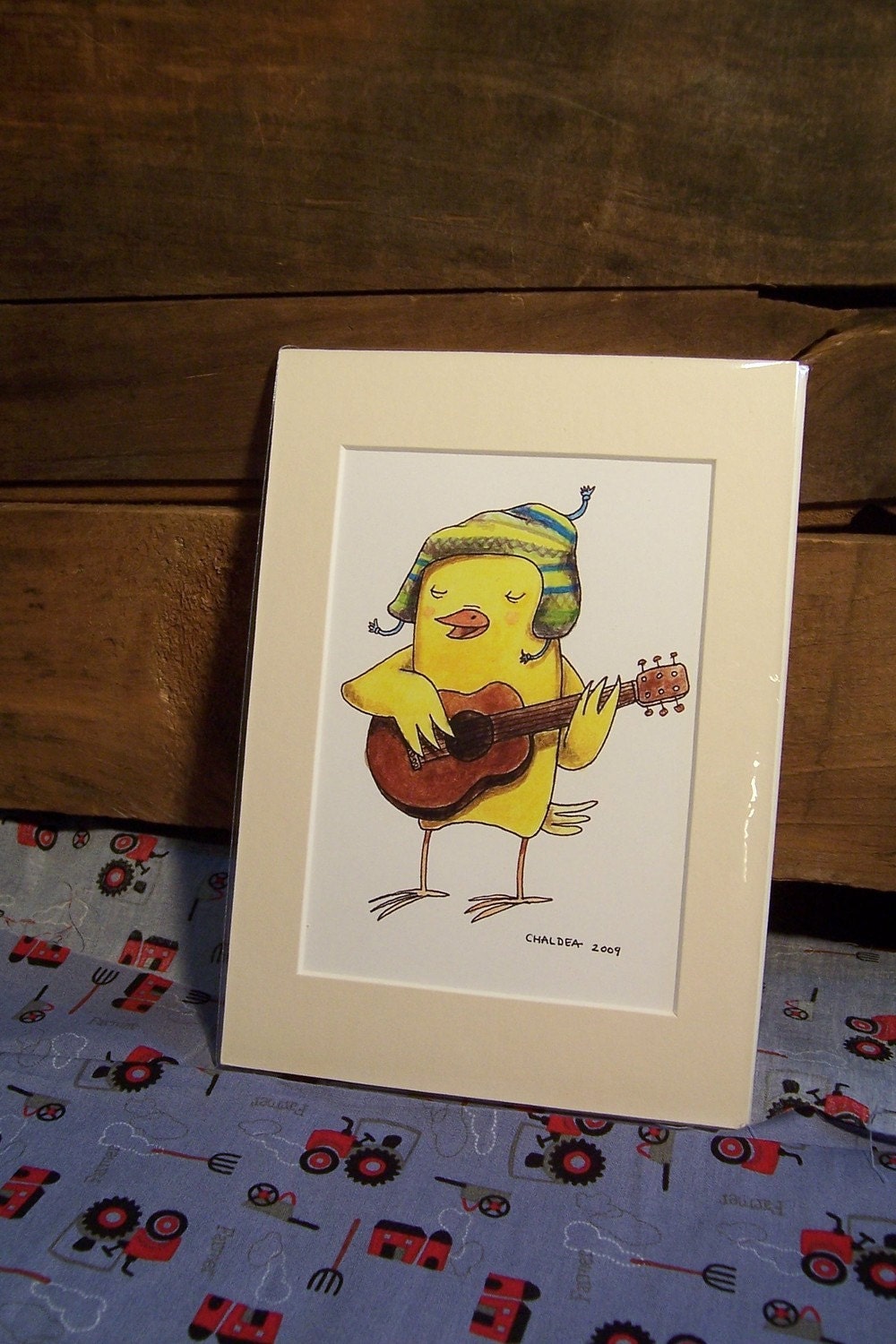 bird playing guitar