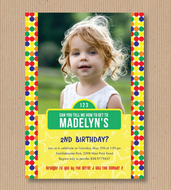 Sesame Street inspired Birthday invitation. I Customize You Print. Digital File