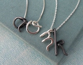 Oxidized Custom Initials Necklace