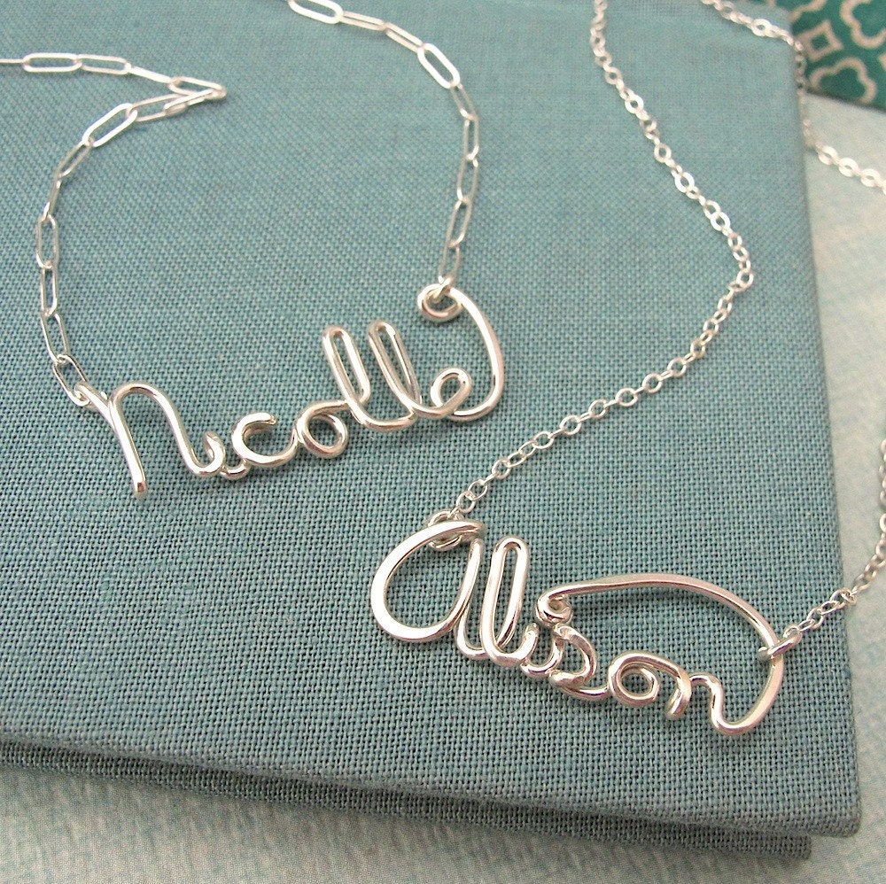 Custom Script Name Necklace in sterling silver