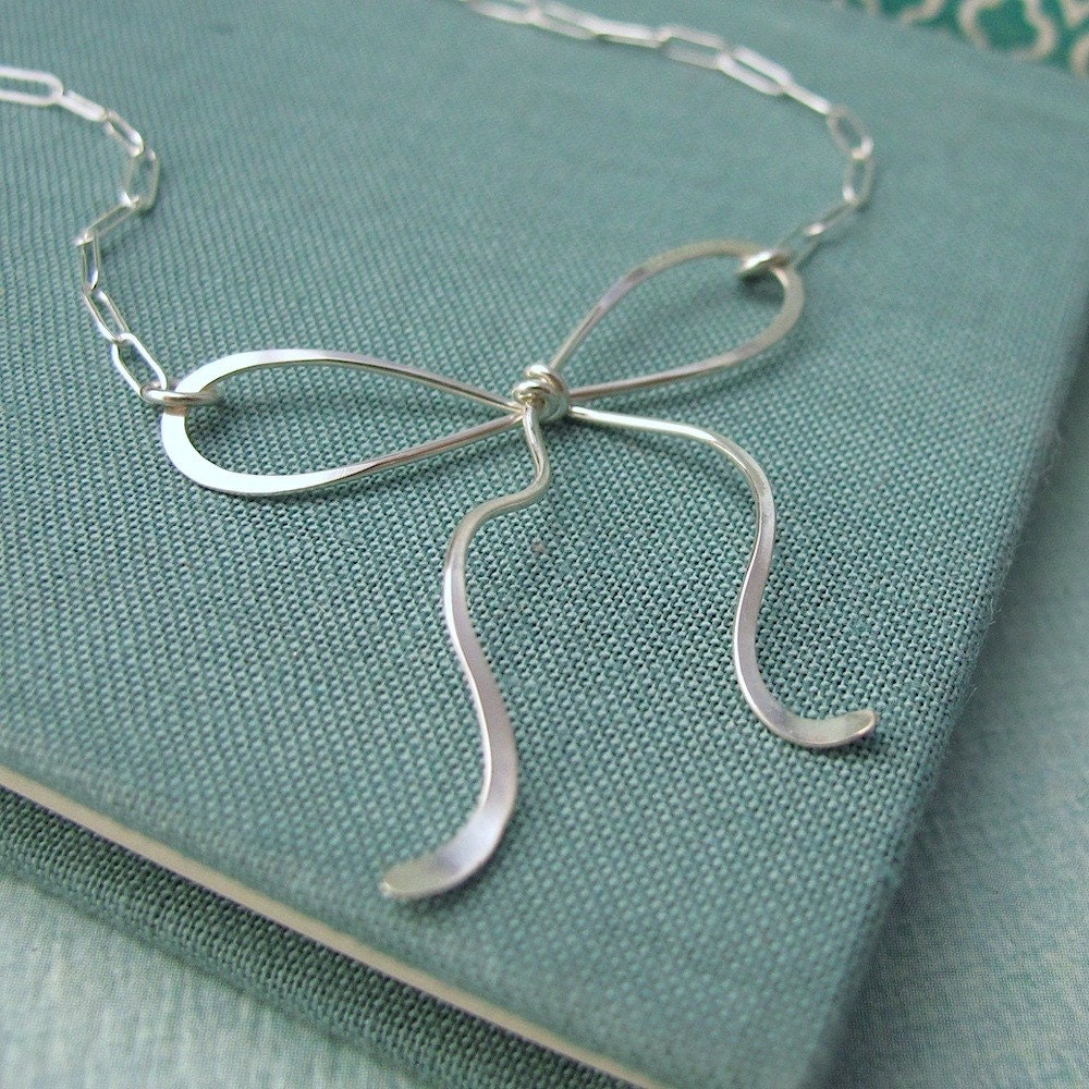 Tied Up Bow Necklace in Sterling Silver