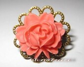 Vintage coral red rose ring