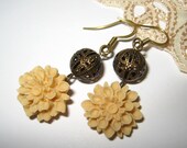 Antique brass chrysanthemum earring