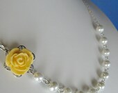 Set of 5 pcs - BRIDESMAIDS rose pearl necklace, /wedding jewelry (Custom order - your choice of colour) WN13