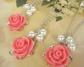 Set of 5 - bridesmaids necklace, wedding jewelry WN-G5 (Custom order - your choice of colour)