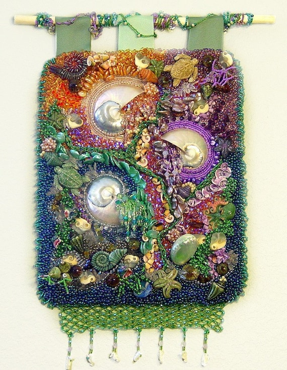 OCEANA Raised Texture Beaded Wall Tapestry