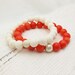 Tangerine Coral Bead Bracelet / Tangerine Tango Inspired w/ Solid Sterling Silver Ball: orange colorful bright juicy citrus fresh