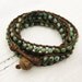 African Turquoise Leather 4x Wrap Bracelet / bohemian green mint natural woodland garden fresh fashion summer spring