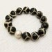 Safari Tibetan Agate Bead Bracelet w/ Brushed Sterling Silver / giraffe leopard Africa inspired / black tan ethnic tribal summer fashion