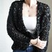 BLACK HANDMADE BUCKSKIN ROPE(CHAMOIS LEATHER) CARDIGAN
