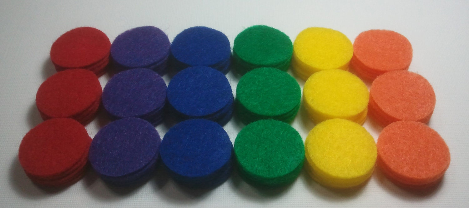 Rainbow -- 90 1-inch Felt Die Cut Circle Shapes -- Appliques Embellishments for Flowers Crafts Hair Bows Clippies Clips -- QUICK TO SHIP