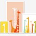 giraffes giclée print on fine art paper. 8X10. rainbow.