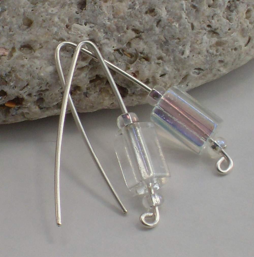 Sterling Silver Clear Pentagon Earrings