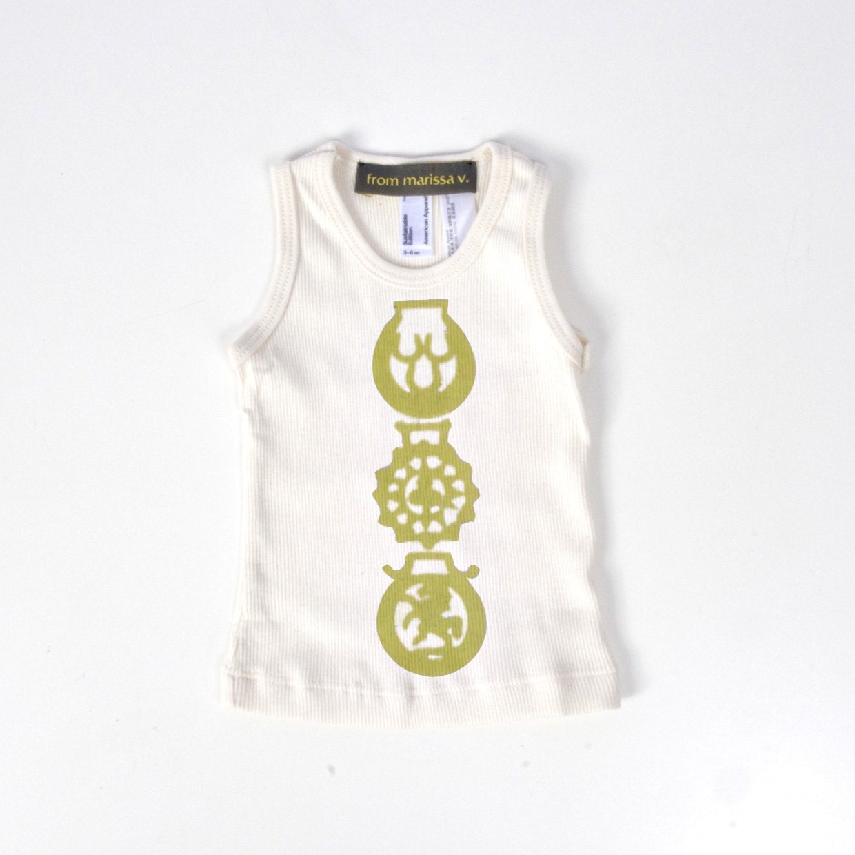 horse brass organic tank top - baby - natural/pea - summer tees - eco - SALE 50% OFF