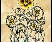 Yellow Rose Girl - Tattoo Art - Print