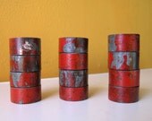 Set of Six, Red and Gray Reclaimed Pipe Napkin Holders